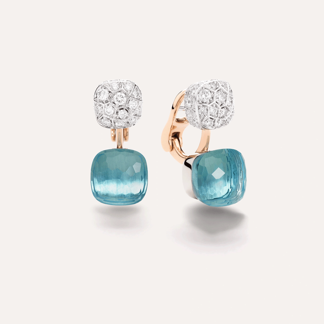 Pomellato Nudo Blue Topaz and Diamond Earrings