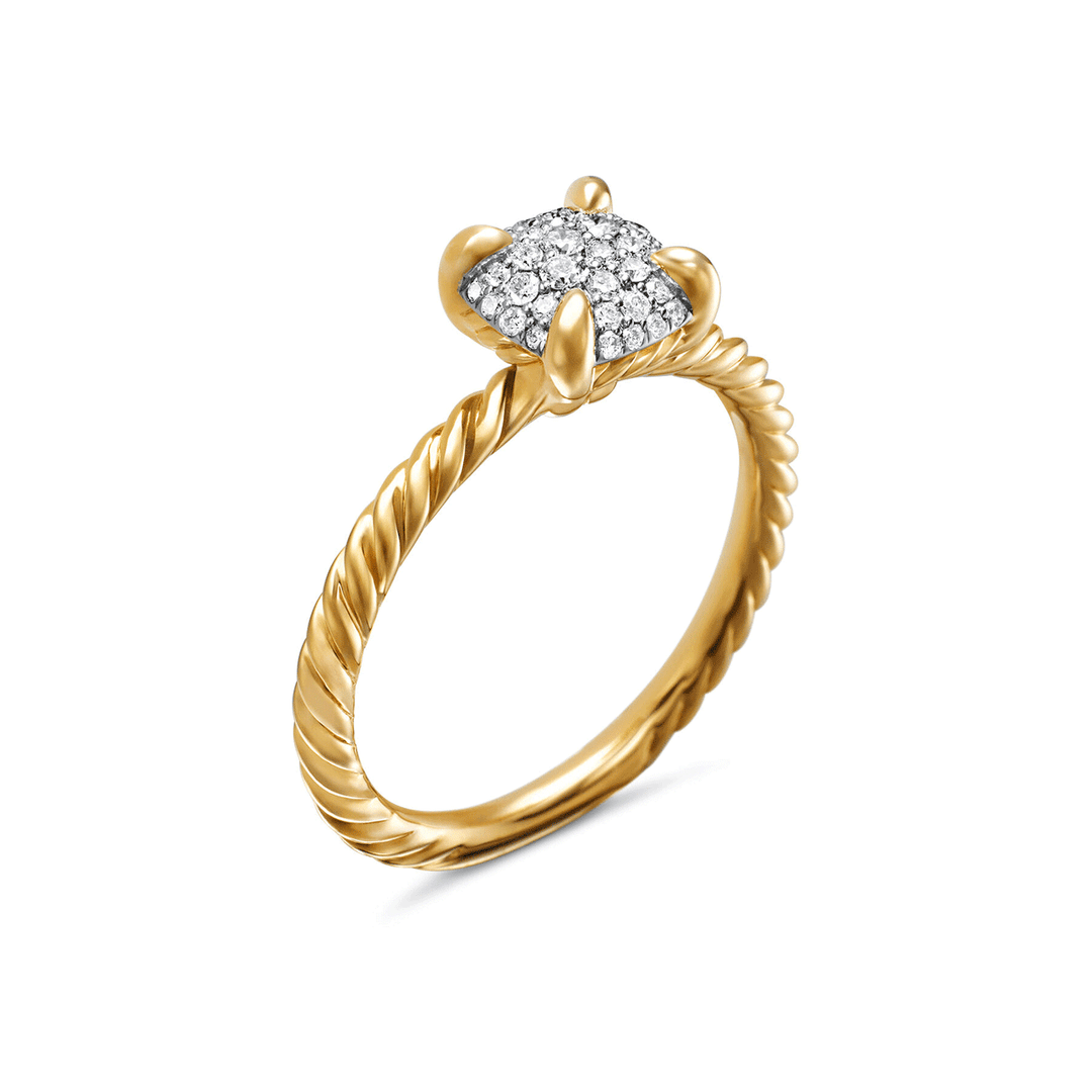 David Yurman Petite Chatelaine® Ring 18K Yellow Gold with Pavé Diamonds, 7mm