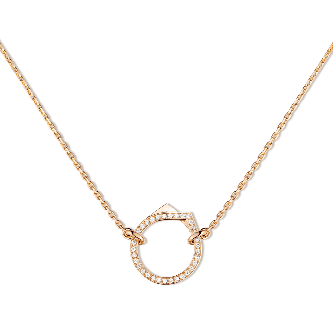 Repossi Antifer Pendant in 18k Rose Gold Paved with Diamonds