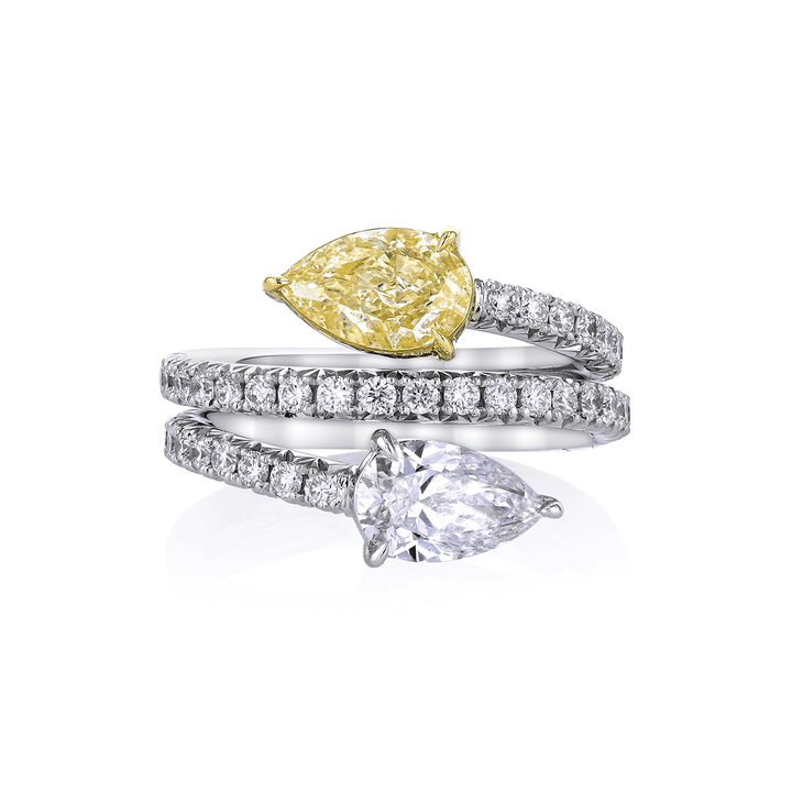 Platinum and Pear Shape Diamond 2.10 Total Weight Ring