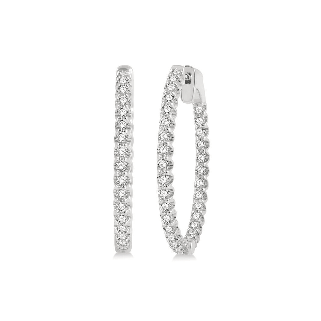 Classic Hamilton Select 14k Gold and Diamond 27mm In and Out Hoops