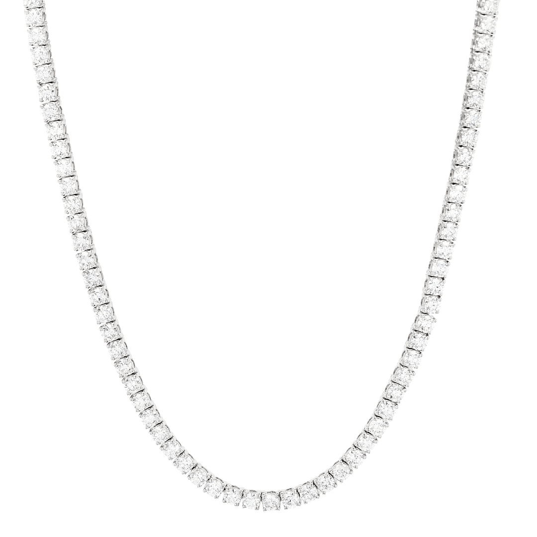 18k Gold and Diamond 11.30 Total Weight Straight Line Necklace
