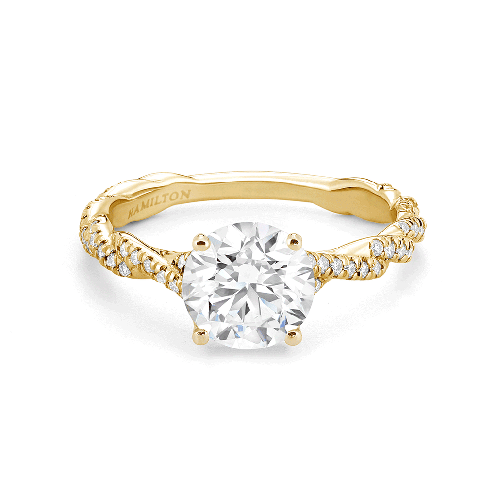 18k Yellow Gold and .23 Total Weight Full Twist Mounting Ring