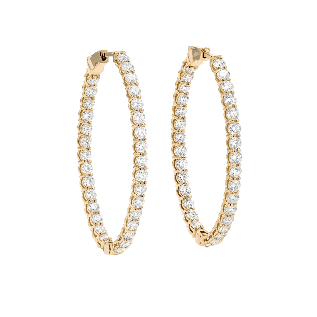 18k Gold Natural Diamond 4.65 Total Weight In Out Hoops