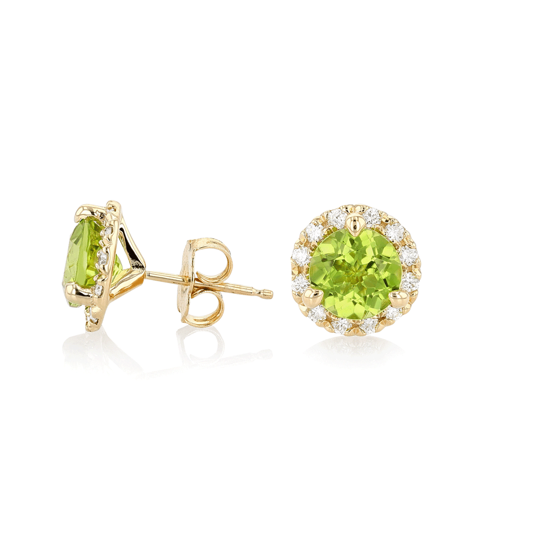 Hamilton Lisette Collection 14k Yellow Gold and 2.50 Total Weight Peridot Diamond Studs