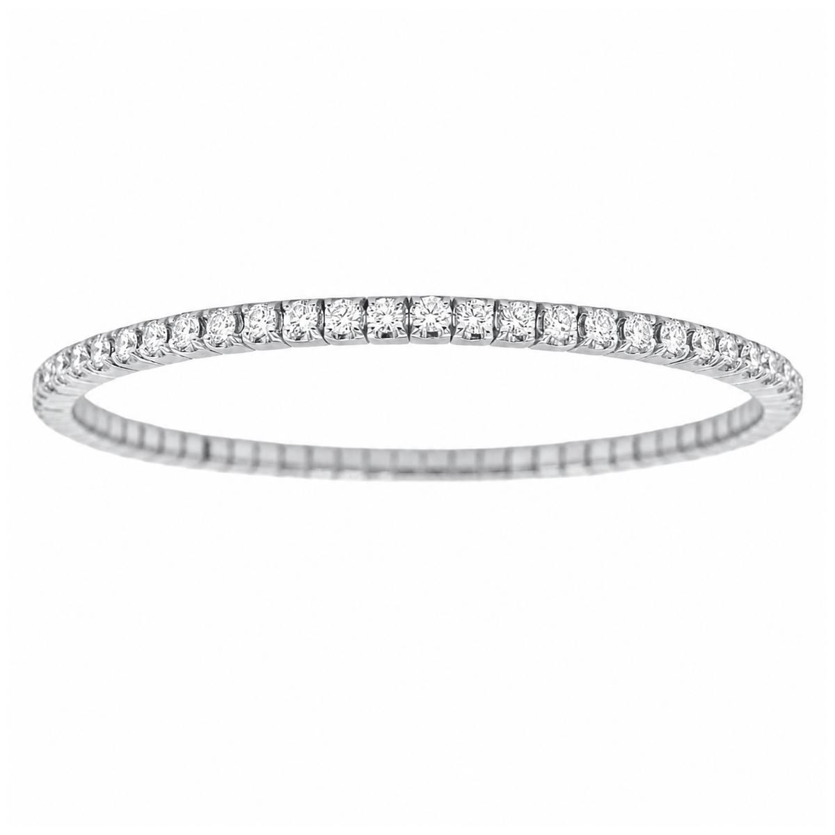 14k White Gold and 2.62 Total Weight Diamond Expandable Bracelet