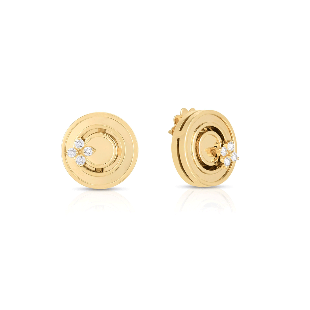 Roberto Coin Love In Veronan 18k Yellow Gold Diamond Stud Earrings
