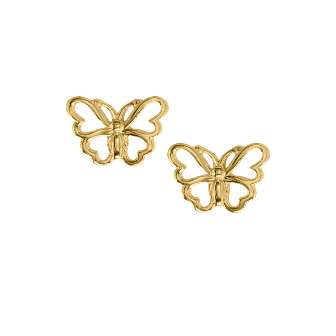 Children's 14k Yellow Gold Butterfly Stud Earrings