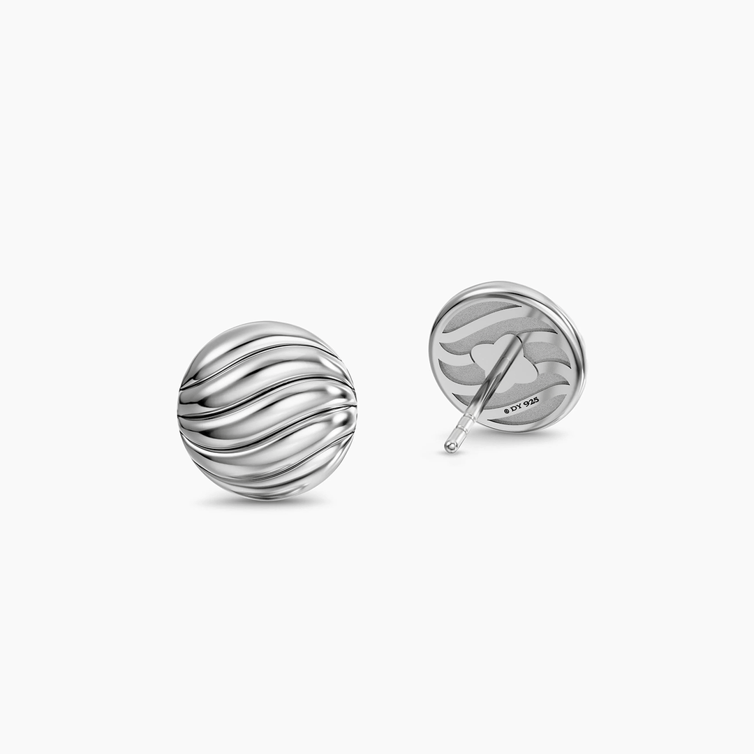 David Yurman Sculpted Cable Stud Earrings Sterling Silver, 9mm