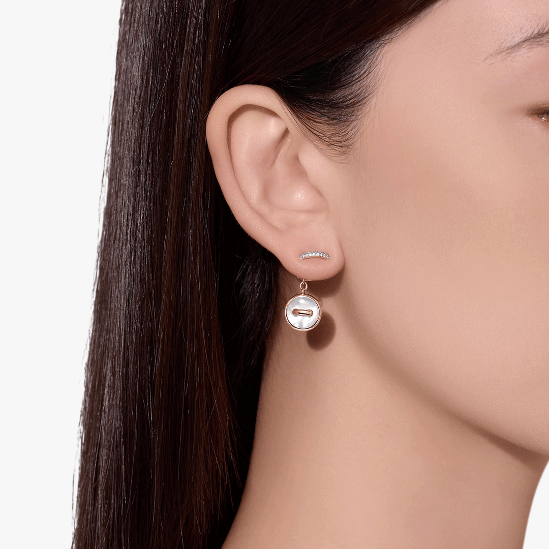 Pomellato Pom Pom Dot 18k Rose Gold Malachite and MOP Drop Earrings