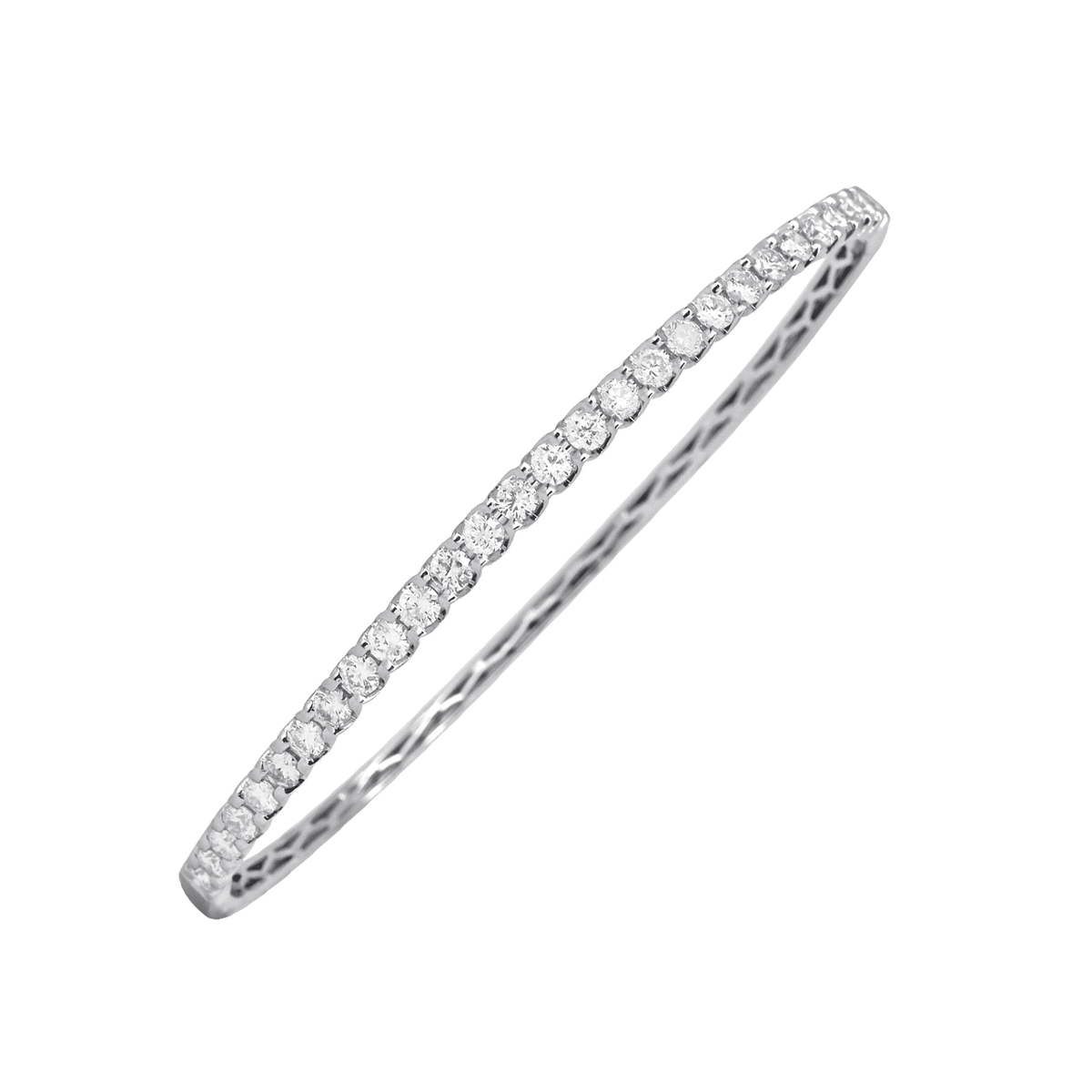18k White Gold and 2.40 Total Weight Diamond Bangle Bracelet