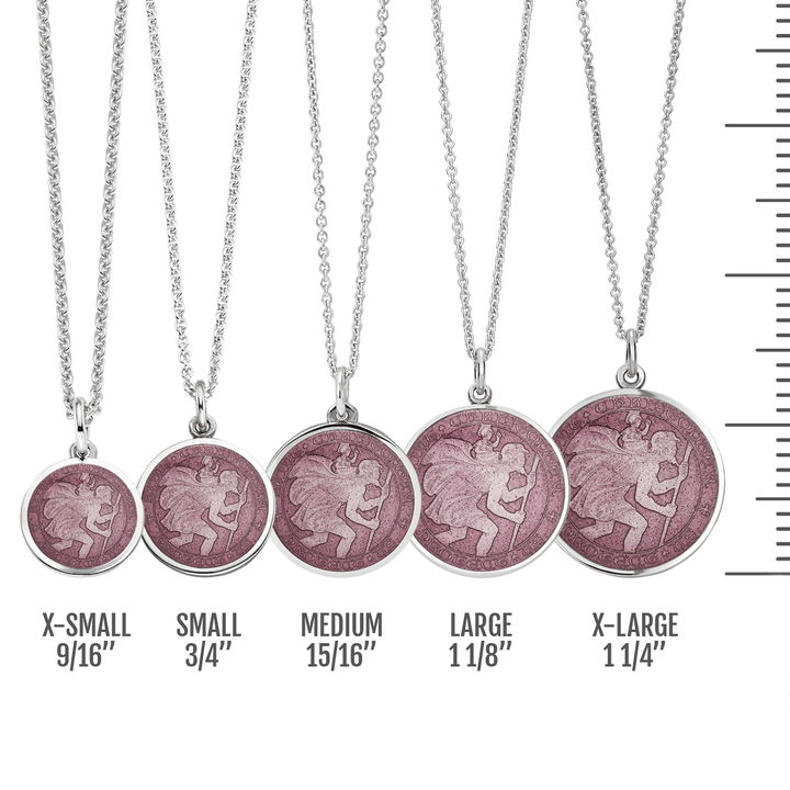 St. Christopher Lavender Enamel Medal With Chain