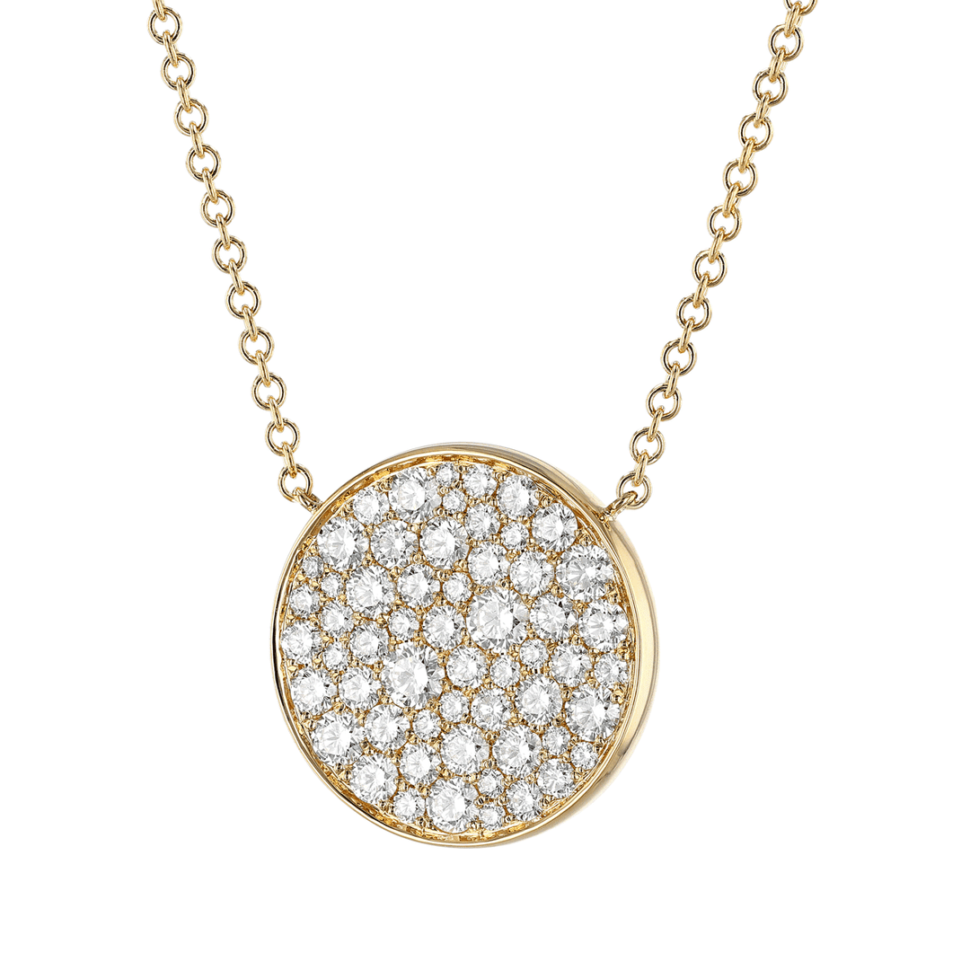 Luminous 18k Yellow Gold and Diamond 1.73 Total Weight Large Pendant