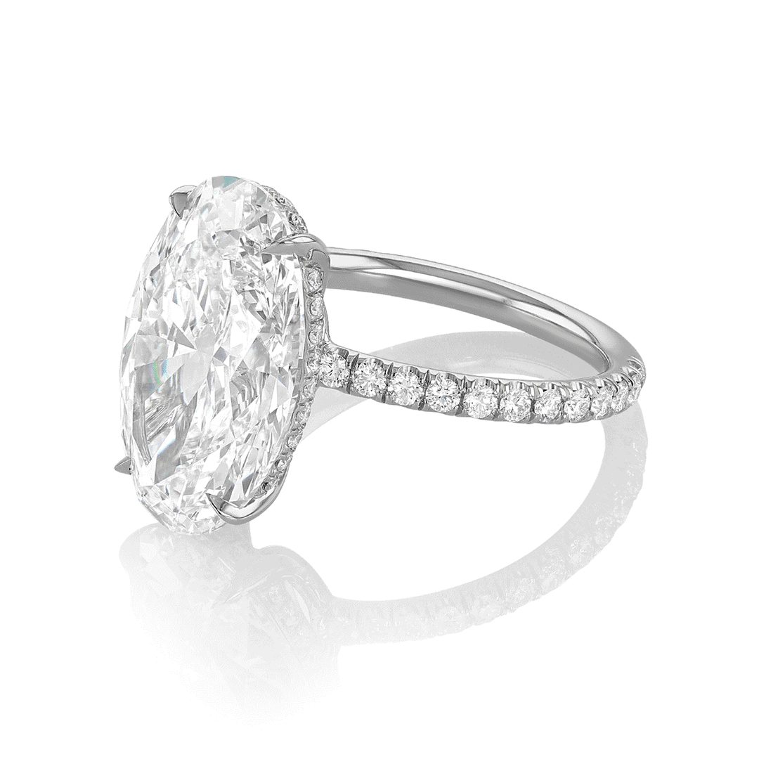 Hamilton Silhouette Collection Origin Platinum and 6.42 Total Weight Oval Diamond Engagement Ring