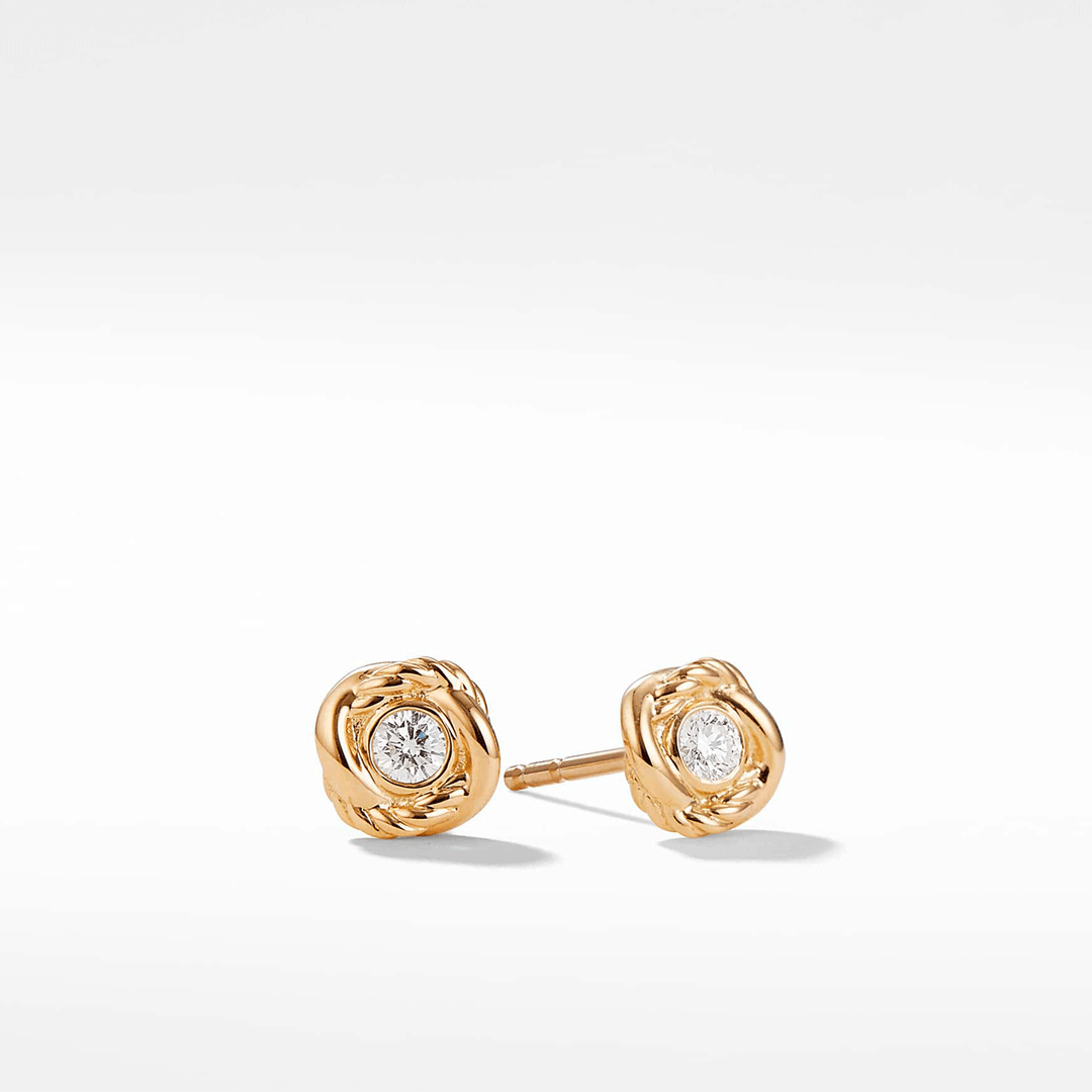 David Yurman Infinity Earrings with Diamonds in 18k Yellow Gold