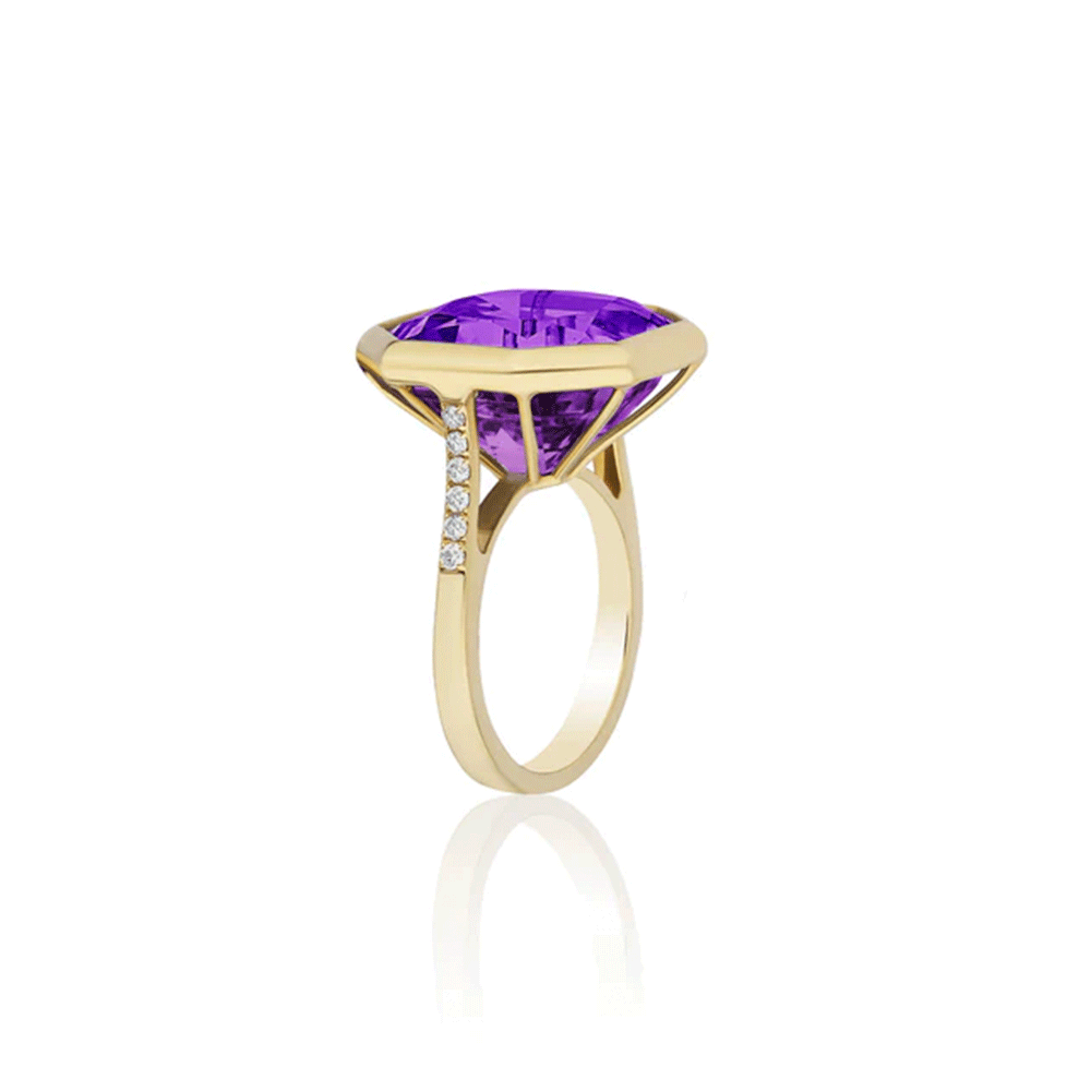 Goshwara Gossip 18k Yellow Gold and Amethyst Octagon Ring