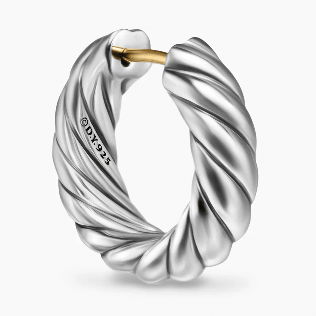 David Yurman Sculpted Cable Hoop Earrings Sterling Silver, 18.6mm