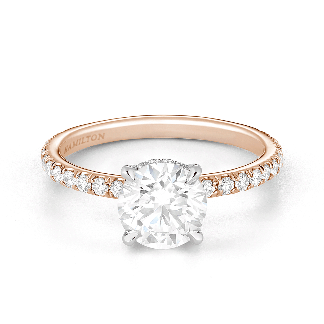 The Hamilton Silhouette 18k Rose Gold and Platinum Hidden Halo Ring Setting