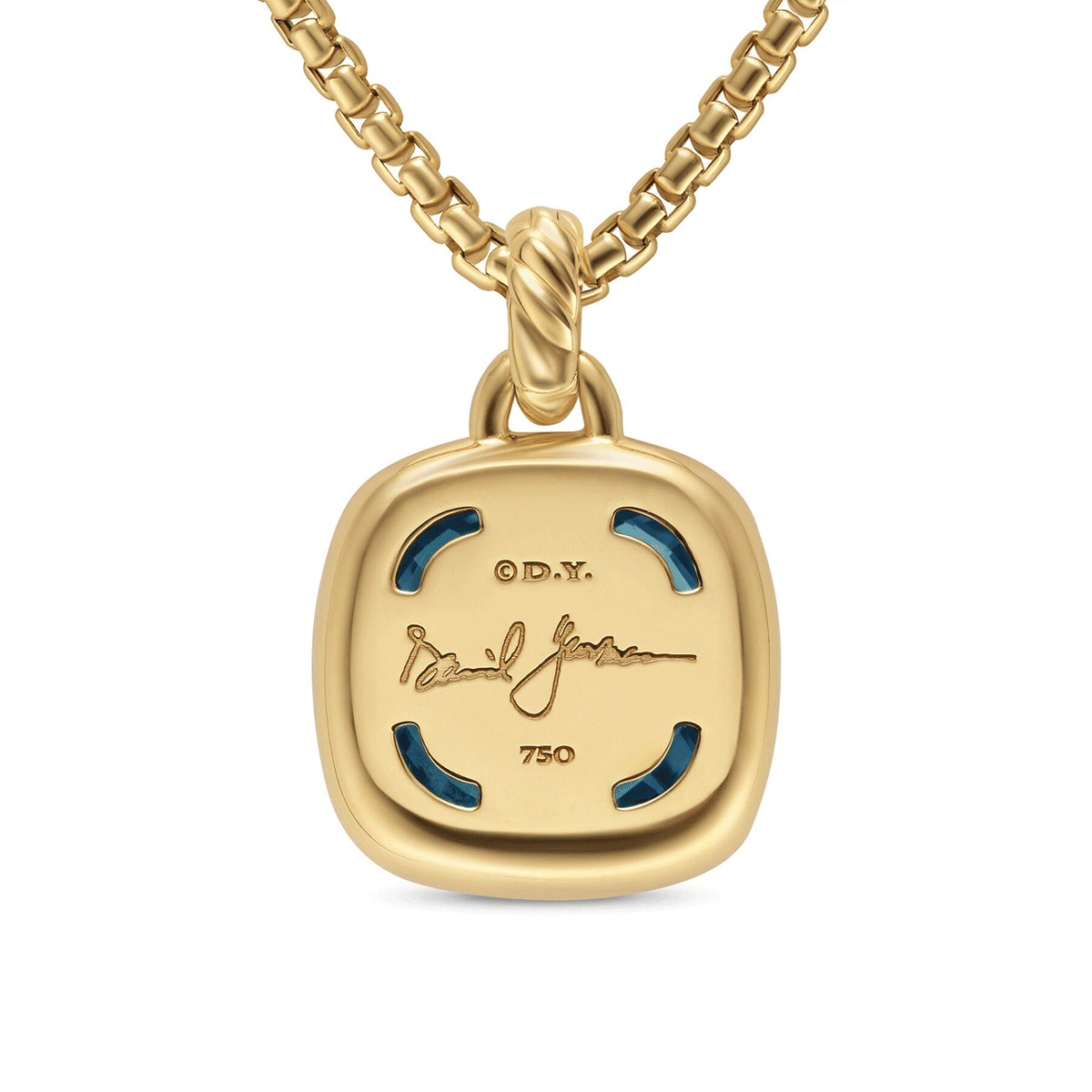 David Yurman Albion® Pendant 18K Yellow Gold with Hampton Blue Topaz and Diamonds 15mm