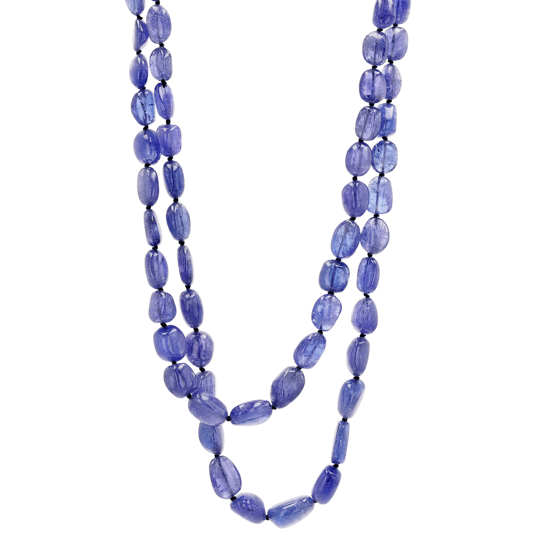 14k Yellow Gold and Tanzanite Bead Layer Necklace