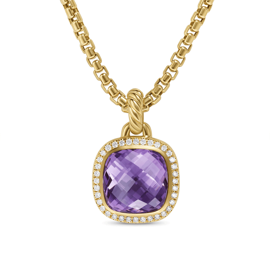 David Yurman Albion® Pendant 18K Yellow Gold with Amethyst and Diamonds, 11mm