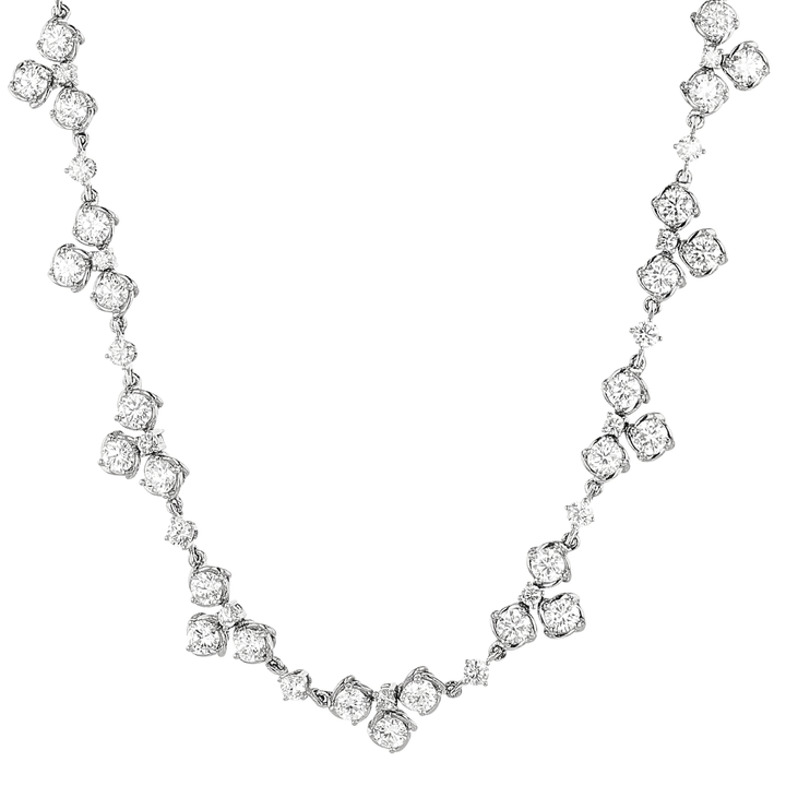 Duet 18k White Gold and 13.06 Total Weight Natural Diamond 18 Inch Necklace