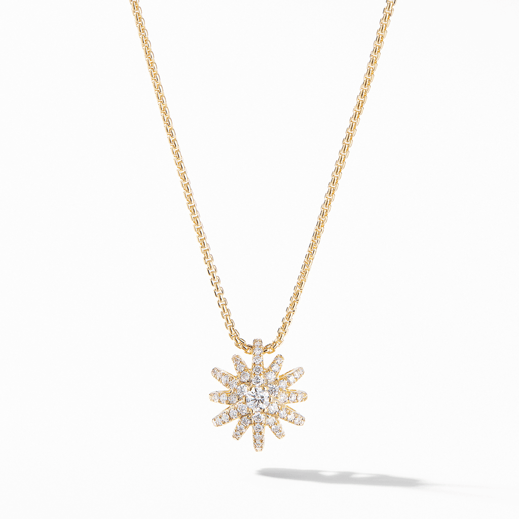 David Yurman Starburst Pendant Necklace in 18k Yellow Gold with Pavé Diamonds