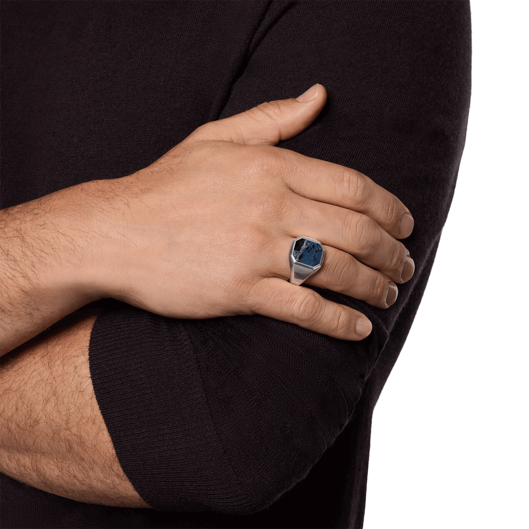 David Yurman Streamline® Signet Ring Sterling Silver with Pietersite, 18mm