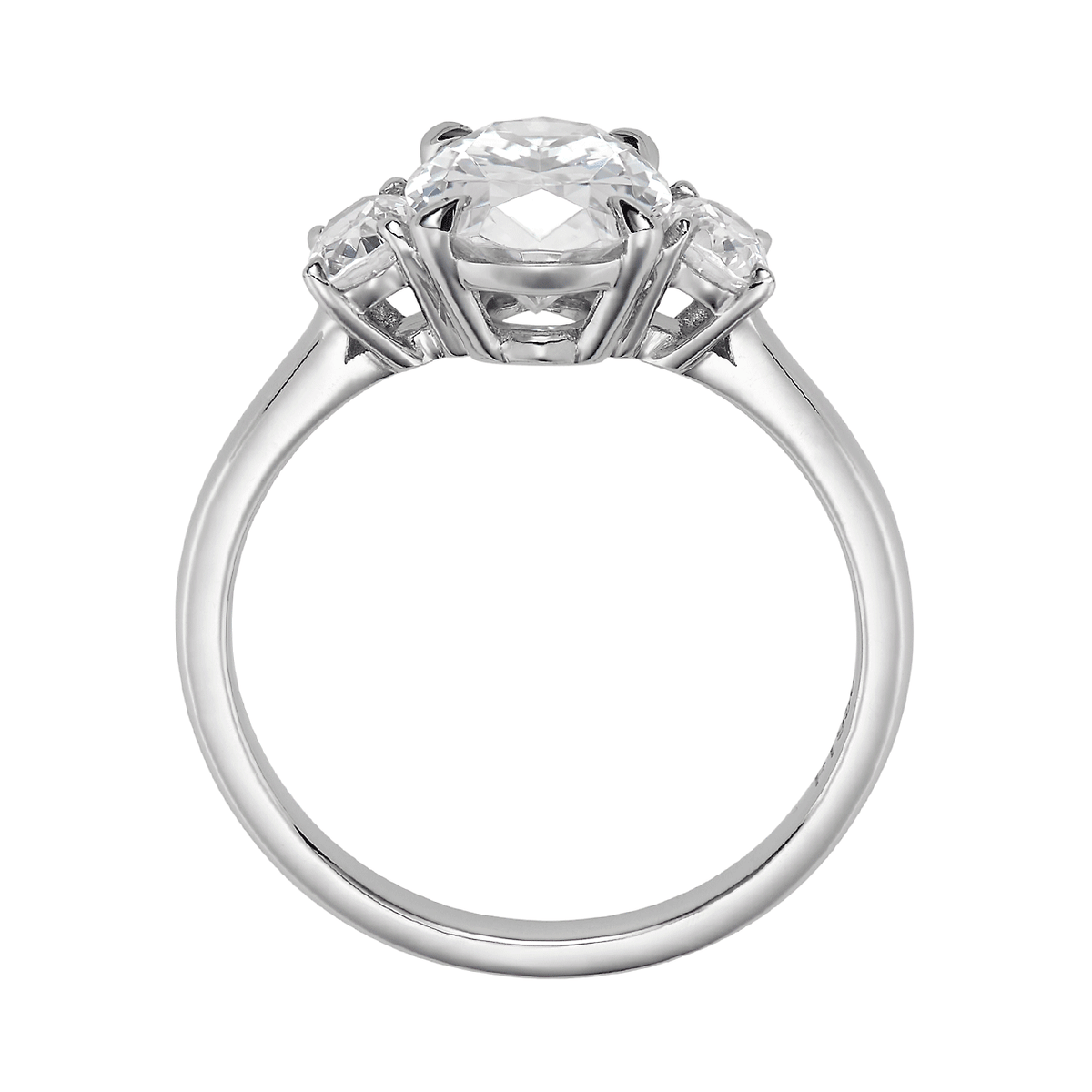 Platinum Three Stone Cushion Diamonds Engagement Ring Mounting