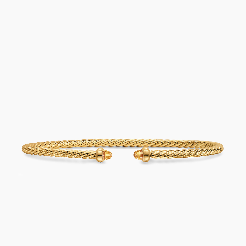 David Yurman Micro Cablespira® Flex Bracelet 18k Yellow Gold with Citrine, 2.6mm