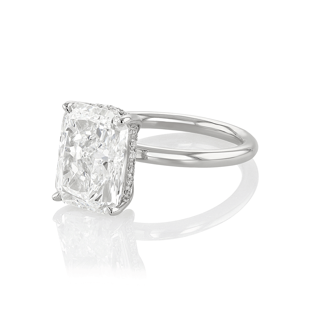 Hamilton Silhouette Platinum and Radiant Cut Diamond 5.02 Total Weight Engagement Ring