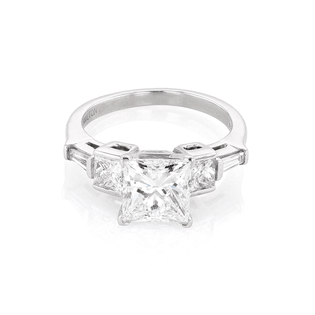 Platinum and Princess Cut 2.41 Total Weight Five Stone Ring