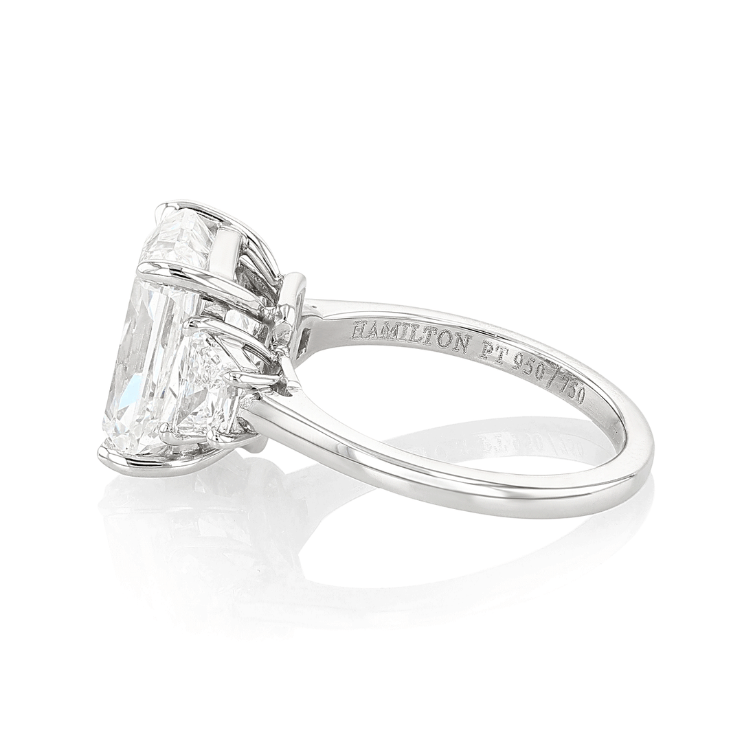 Platinum Three Stone Diamond 5.58 Total Weight Engagement Ring