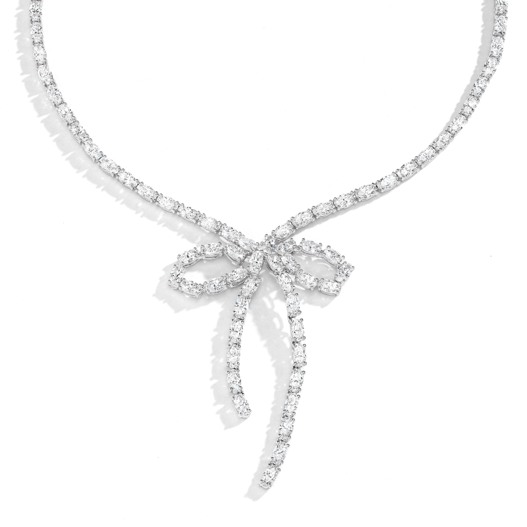 Hamilton Private Reserve Collection 18k Gold and Diamond Bow Design Necklace