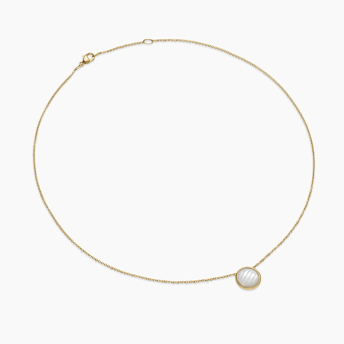 David Yurman Sculpted Cable Pendant Necklace 18K Yellow Gold with Mother of Pearl