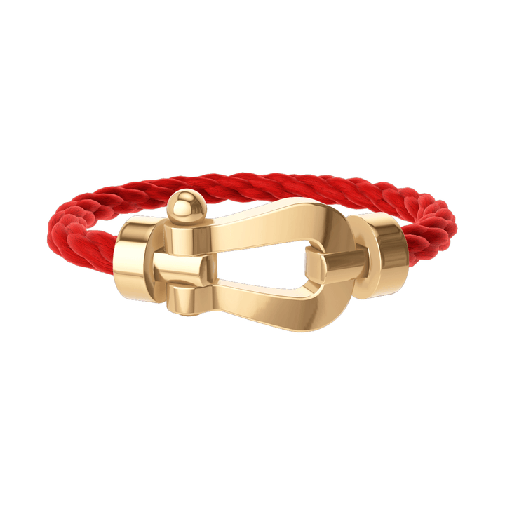 FRED Force 10 Red Cable with 18k Yellow Gold Extra LG  Buckle, Exclusively at Hamilton Jewelers