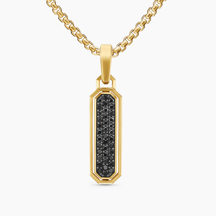 David Yurman Streamline Inlay Amulet 18k Yellow Gold with Black Onyx and Black Diamonds, 30.7mm