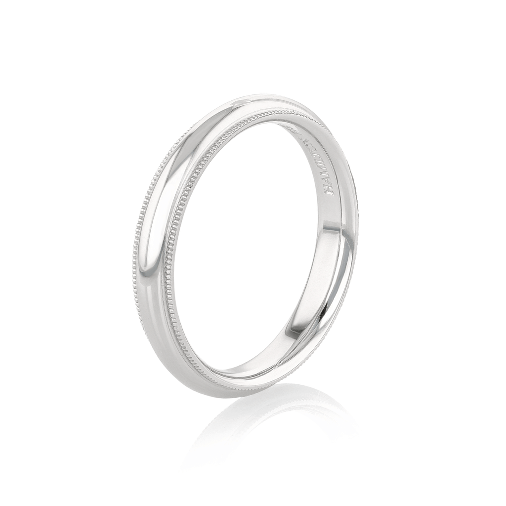 Hamilton Collection Platinum 4mm Milgrain Comfort Fit Wedding Band
