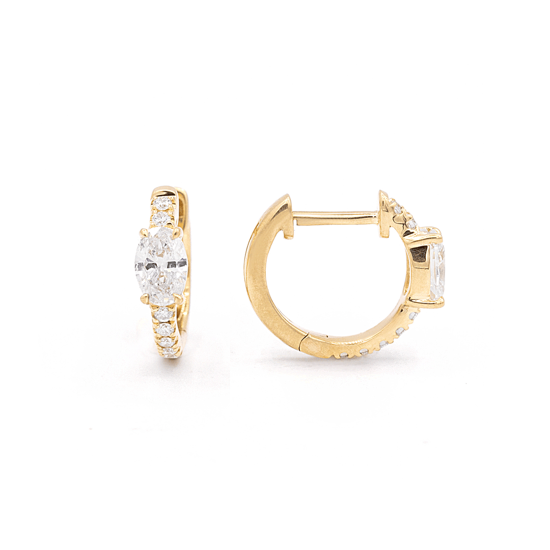 18k Yellow Gold and Diamond .75 Total Weight Hoops
