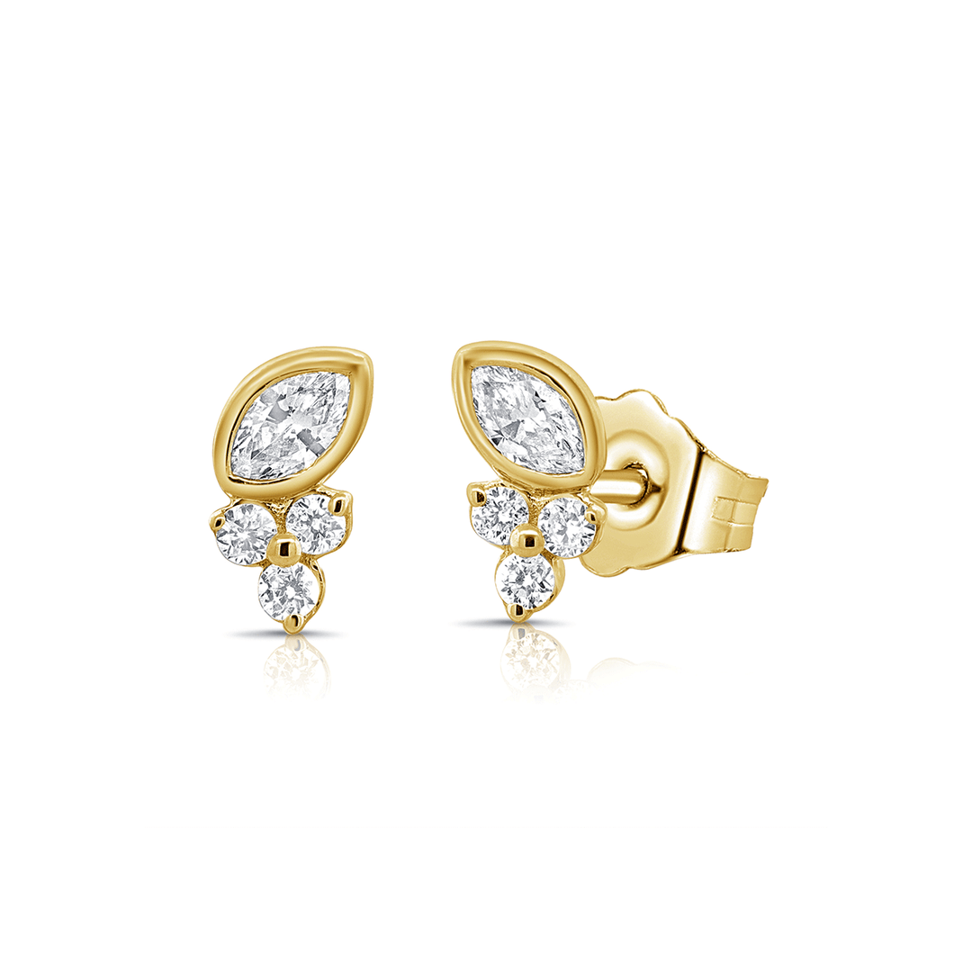 14k Yellow Gold and 0.27 Total Weight Diamond Studs