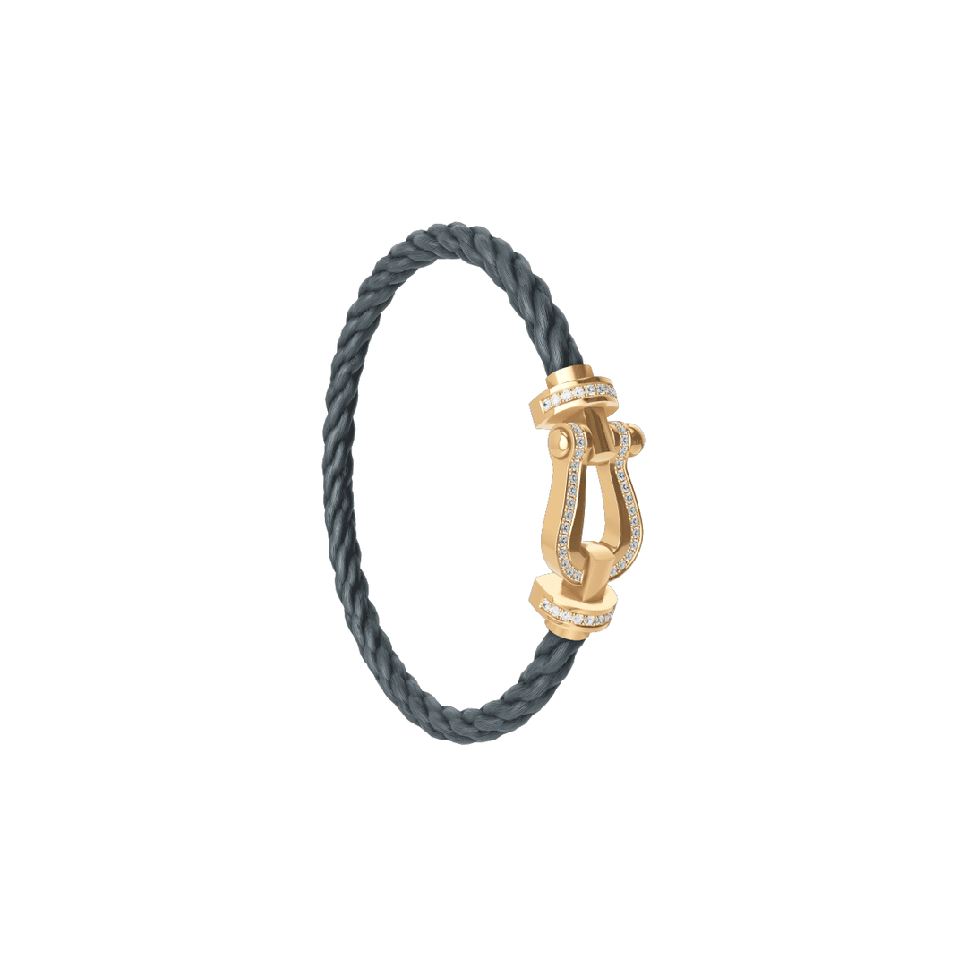 FRED Force 10 Storm Grey Cord 18k Yellow Full Diamond LG Buckle, Exclusively at Hamilton Jewelers