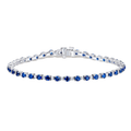 18k White Gold 4.10 Total Weight Sapphire and Diamond Line Bracelet