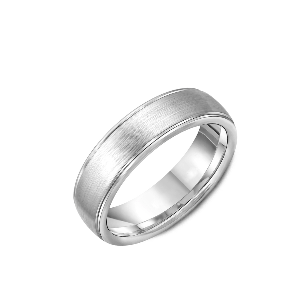 Hamilton Collection 14k White Gold 6.5mm Wide Sandpaper Wedding Band