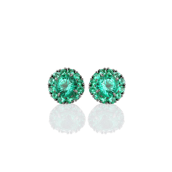 18k Gold and 1.88 Total Weight Emerald Sutd Earrings