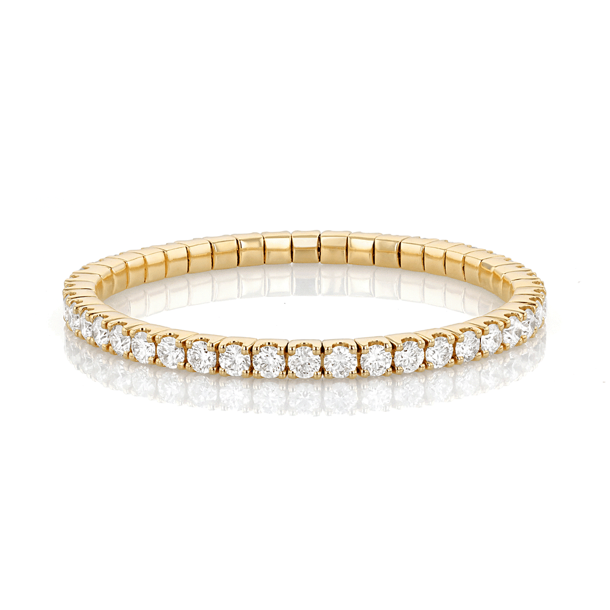 18k Yellow Gold and 11.10 Total Weight Diamond Line Flexible Bracelet