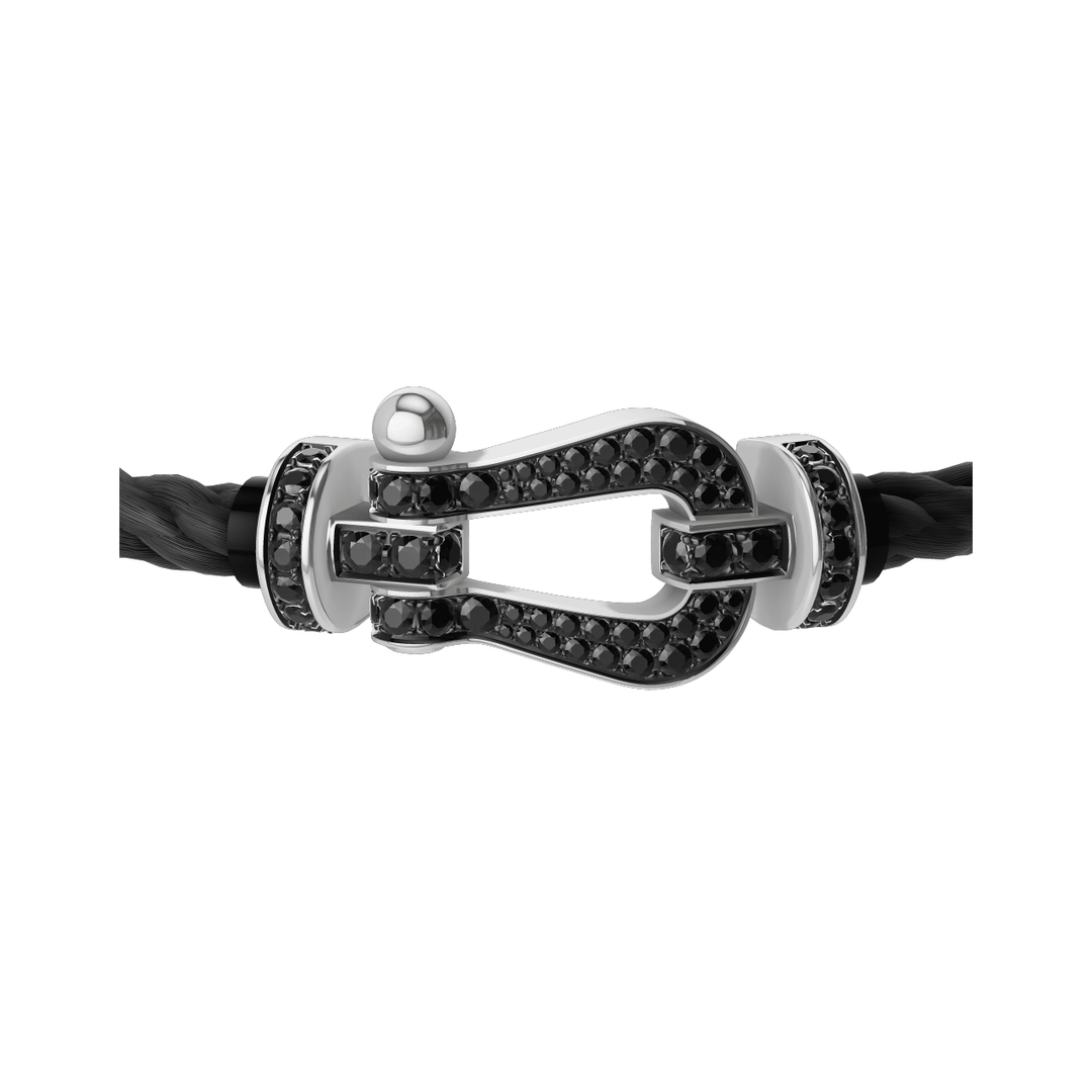FRED FORCE 10 Black Cord with 18k White Gold LG Full black sapphire Buckle, Exclusively at Hamilton Jewelers