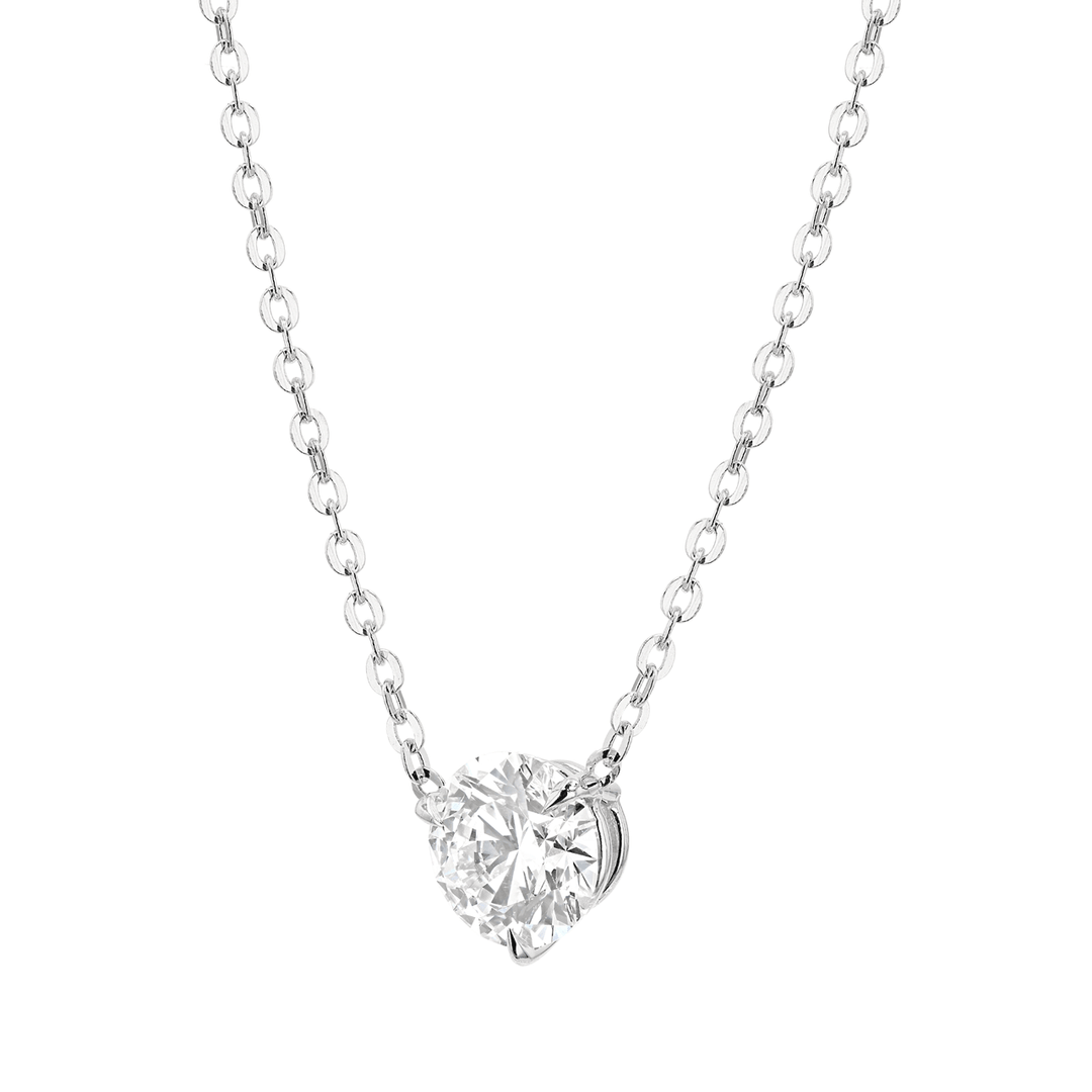 18k White Gold and Diamond 2.01 Total Weight Solitaire Pendant