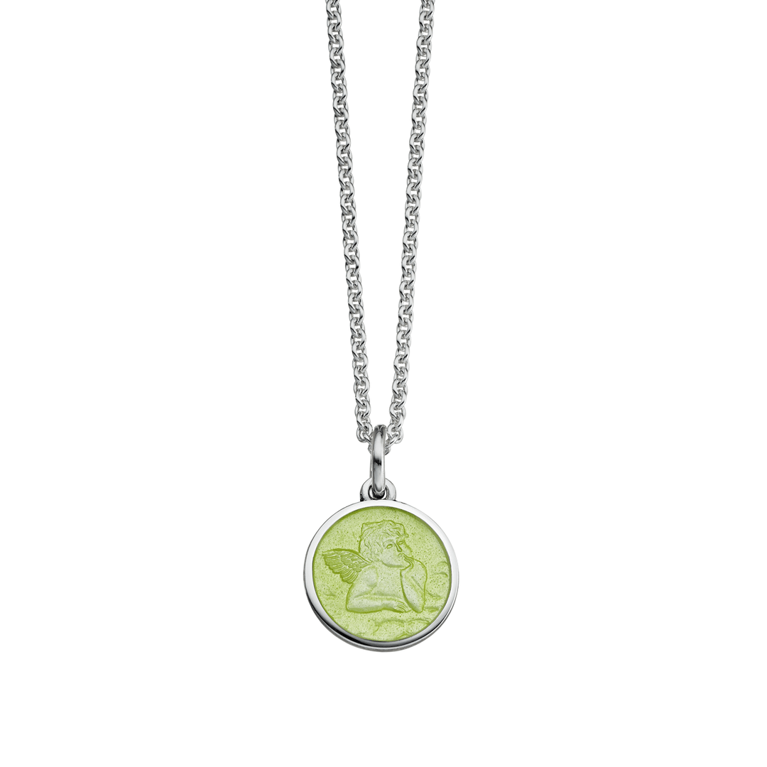 Guardian Angel Lemon Lime Enamel Pendant