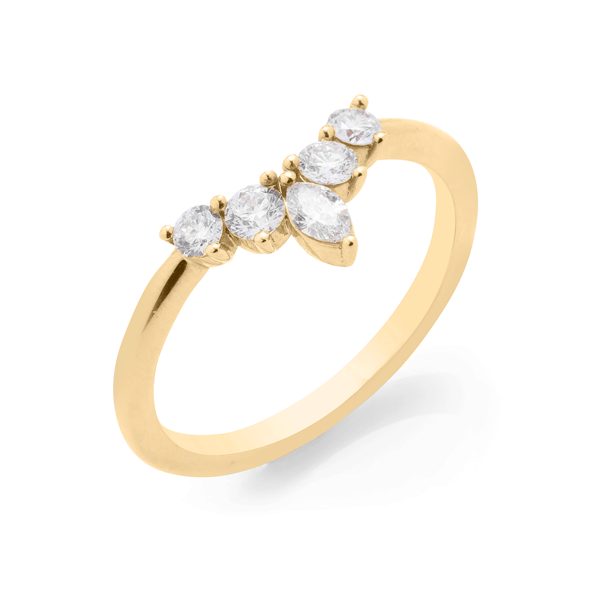 18k Yellow Gold Round and Marquise Diamonds .35 Total Weight Band