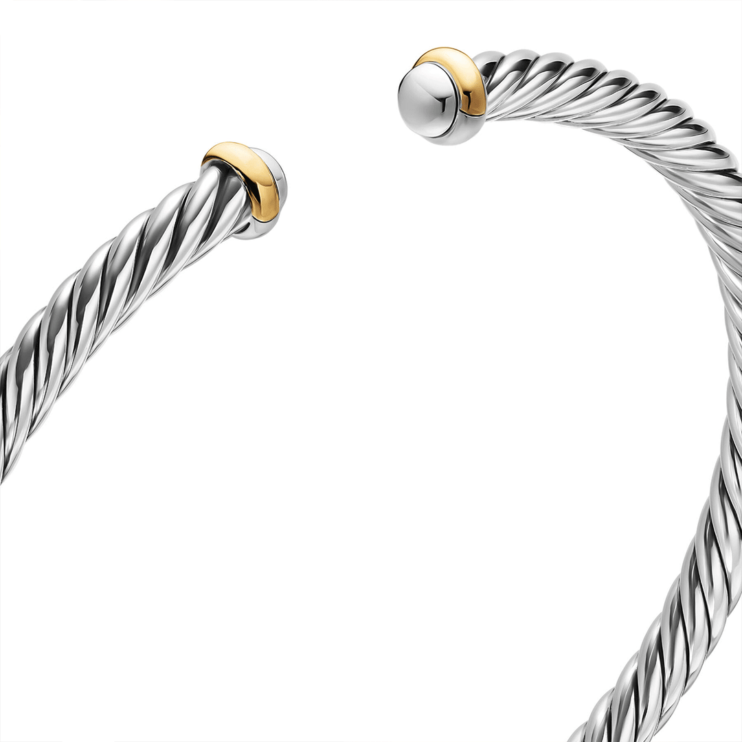 David Yurman Cable Flex® Bracelet Sterling Silver with 14K Yellow Gold, 4mm Medium